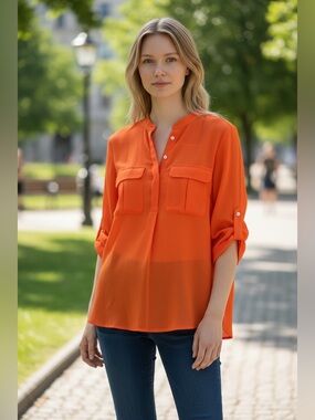 H&M Bright Orange Blouse